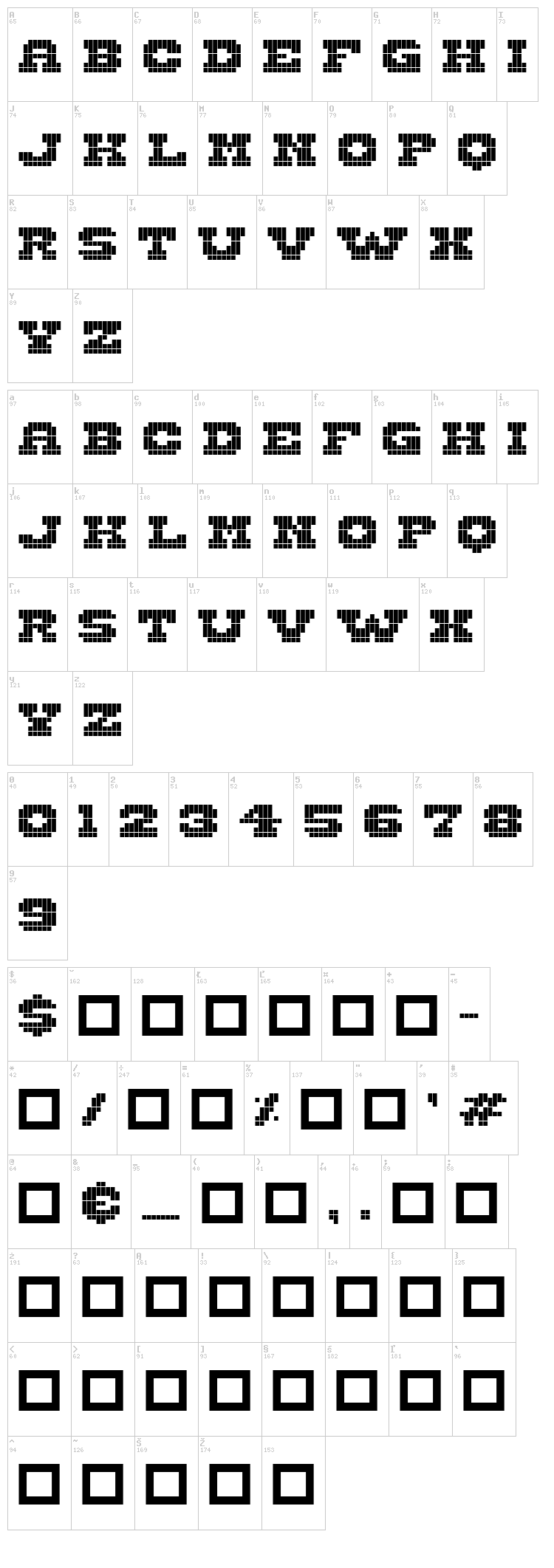 Wild West Pixel font map